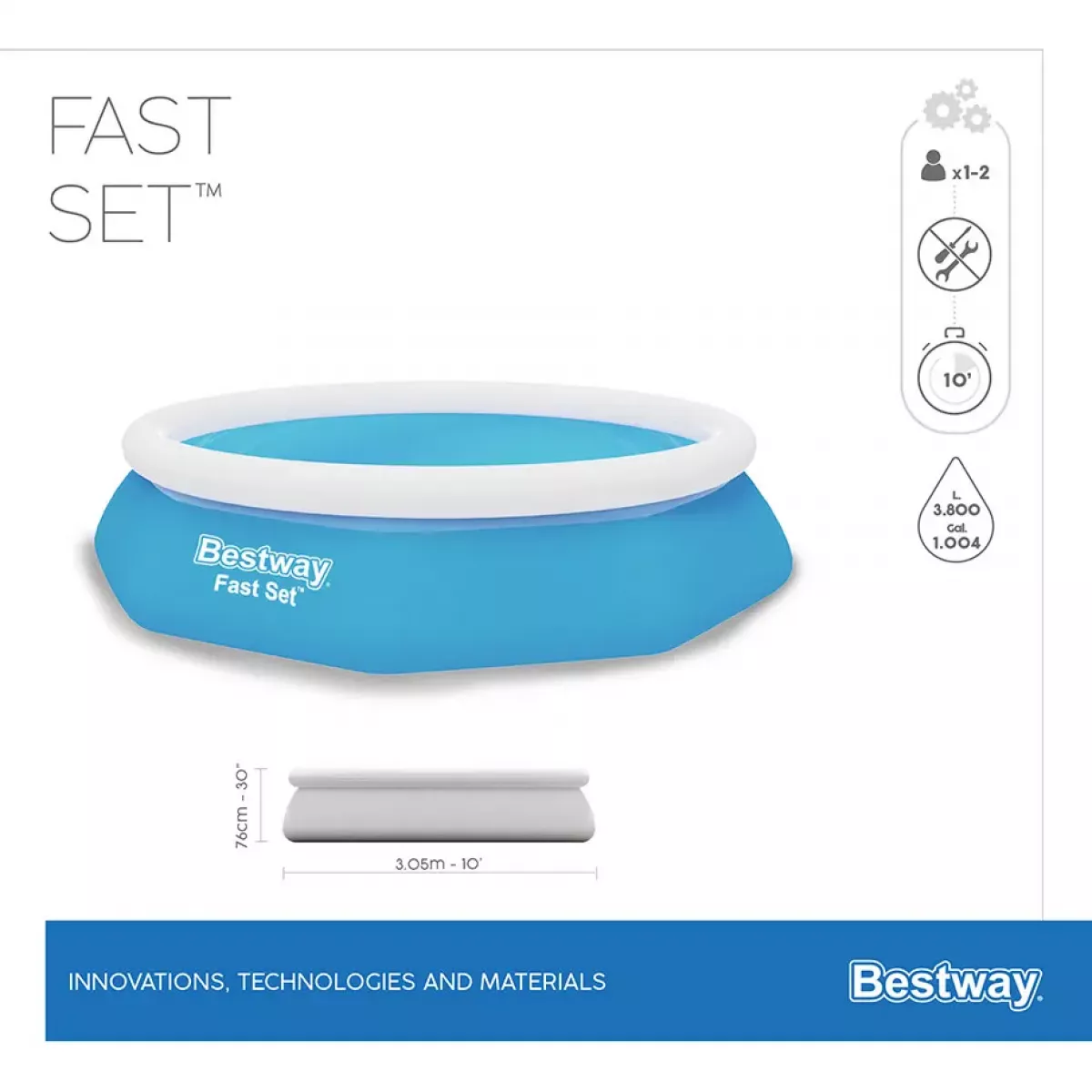 Бассейн надувной 305x76 см без фильтра-насоса BESTWAY 57266 Бассейн надувной 305x76 см без фильтра-насоса BESTWAY 57266
