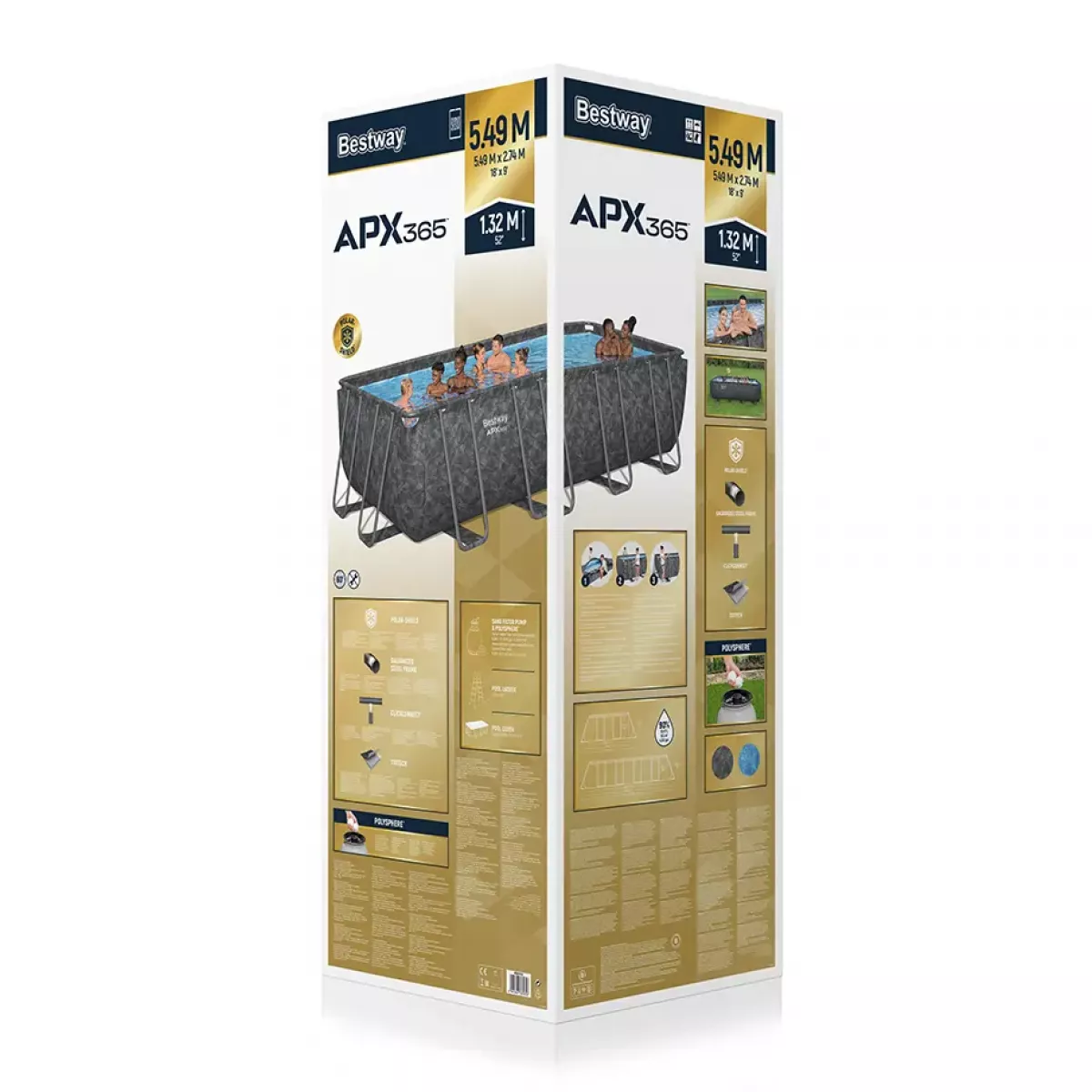 Каркасный бассейн 549x274x122 см с аксессуарами, прямоугольный, BESTWAY 561KA Каркасный бассейн 549x274x122 см с аксессуарами, прямоугольный, BESTWAY 561KA