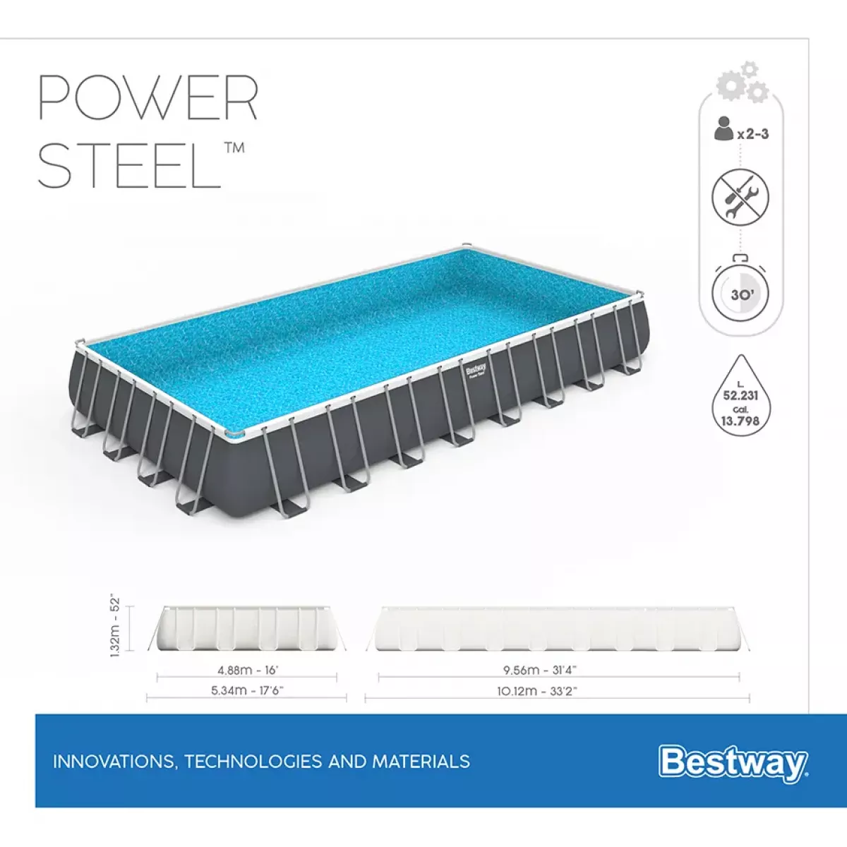 Каркасный бассейн 956x488x132 см с фильтром и аксессуарами BESTWAY 56623 Каркасный бассейн 956x488x132 см с фильтром и аксессуарами BESTWAY 56623
