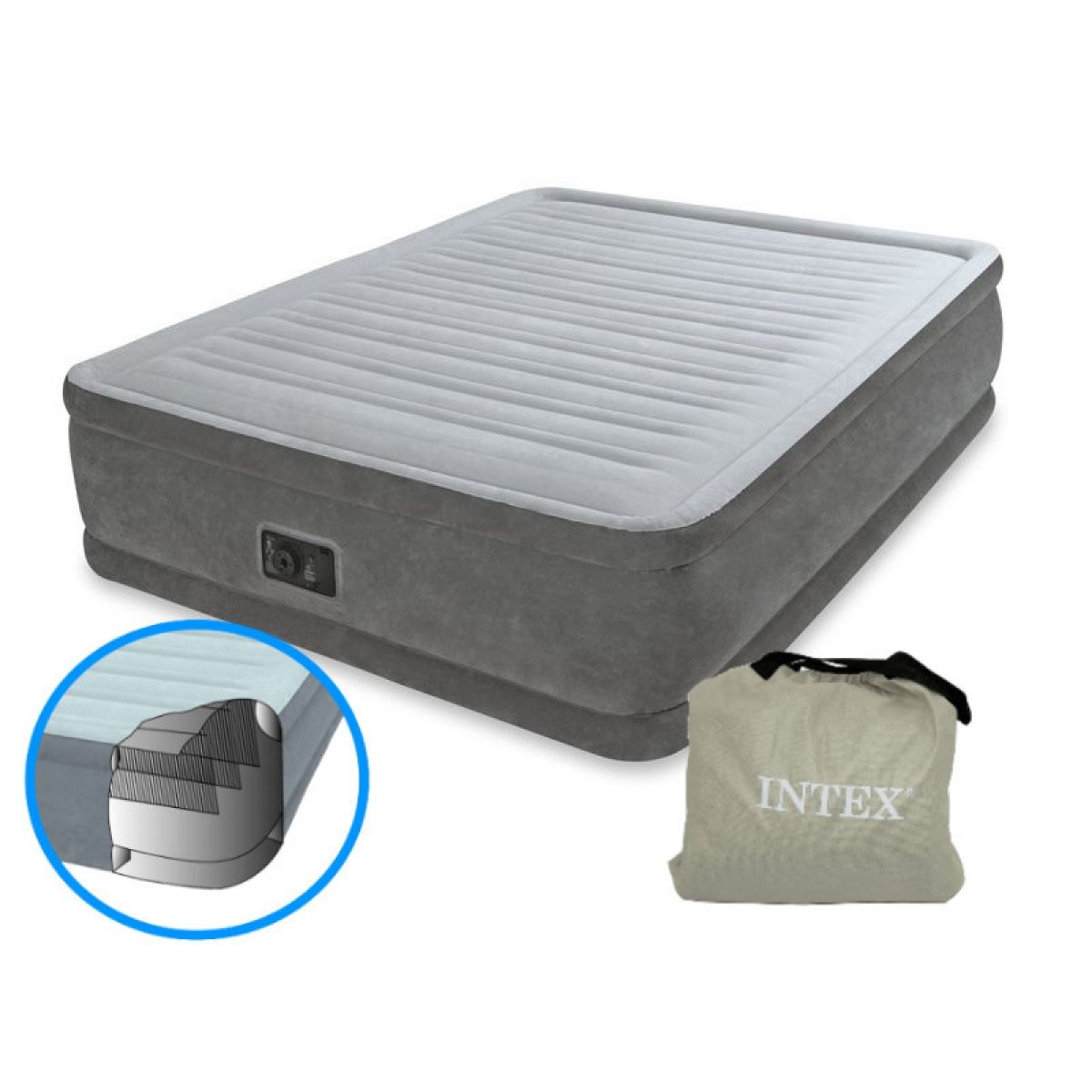 Кровать надувная 203×152×46 см с встроенным электронасосом Comfort-Plush Elevated Intex 64414 Кровать надувная 203×152×46 см с встроенным электронасосом Comfort-Plush Elevated Intex 64414