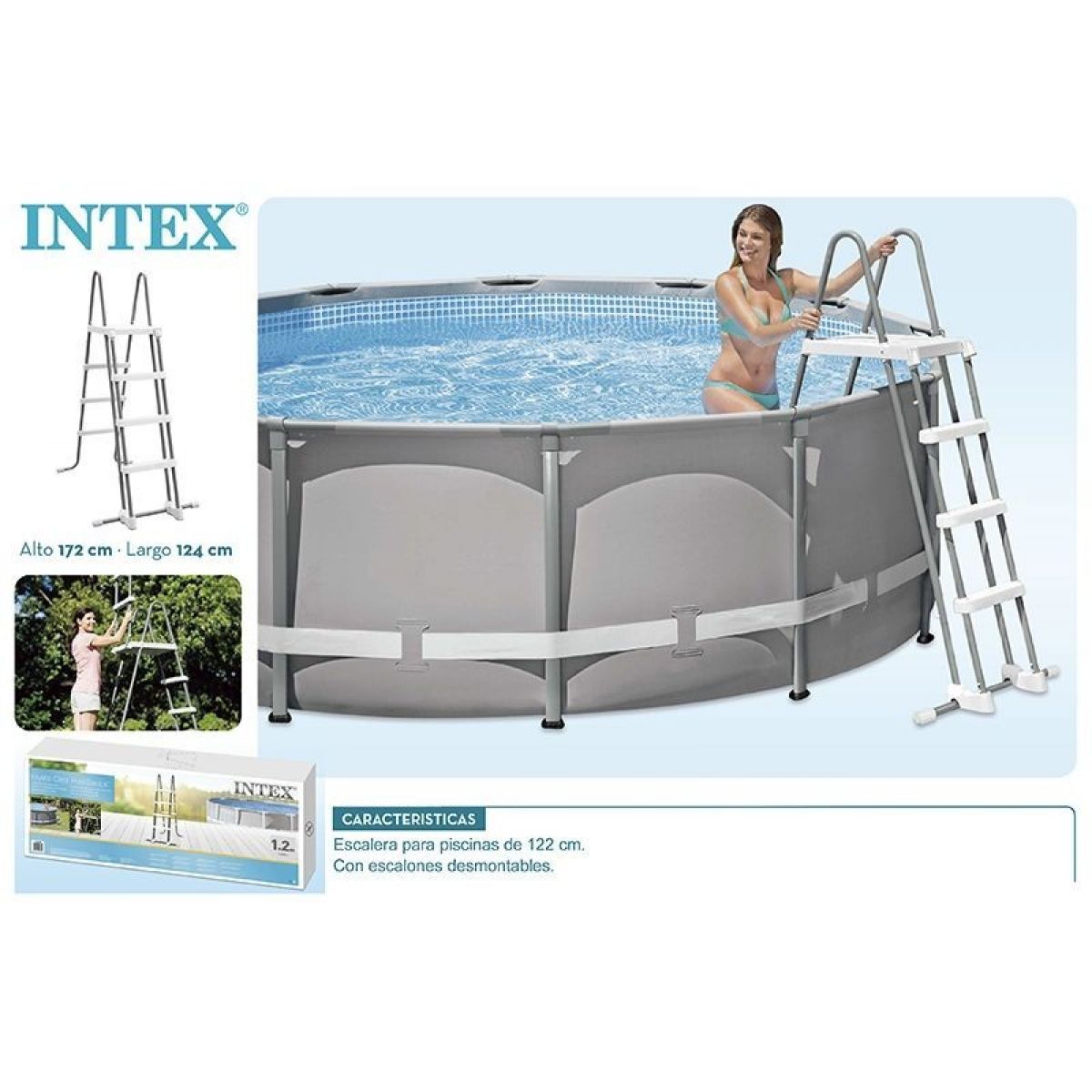Лестница 122 см с площадкой для каркасных и надувных бассейнов INTEX 28076 Лестница 122 см с площадкой для каркасных и надувных бассейнов INTEX 28076